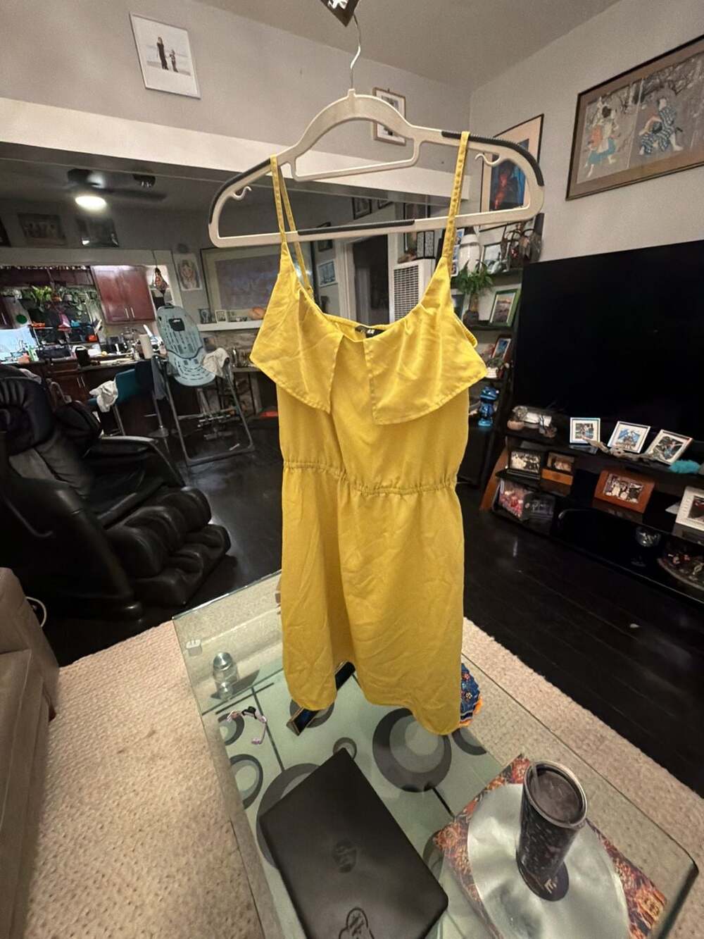 H&M Ruffle Dress Size 6 Yellow Summer Sleeveless Mini